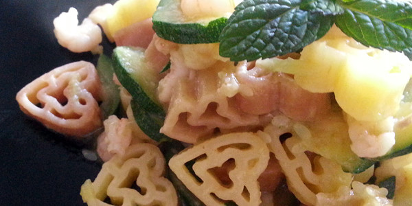 Cuori con zucchine e gamberetti alla menta