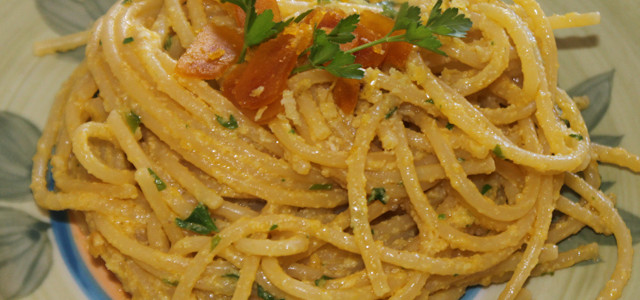 Spaghetti alla finta carbonara di bottarga