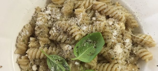 Fusilli alla Maddalena in vellutata di melanzane